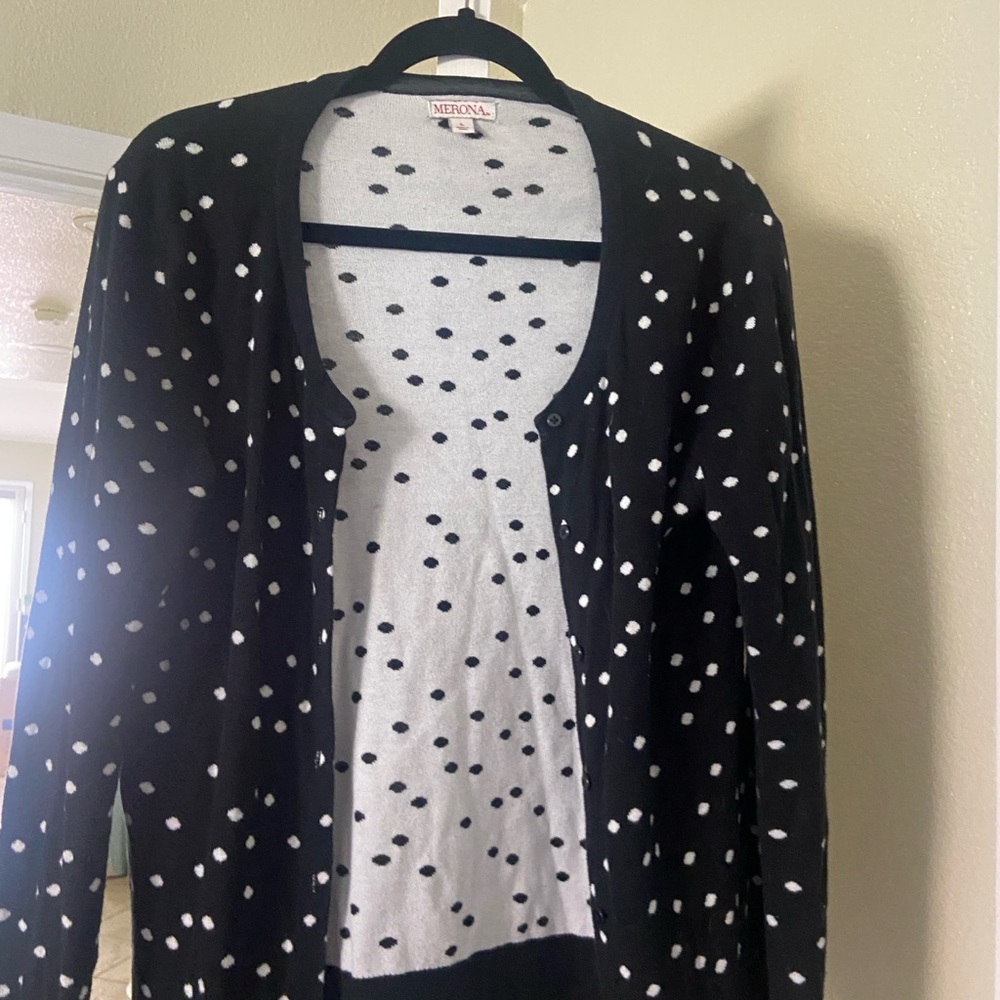Merona Black and White Dotted Cardigan